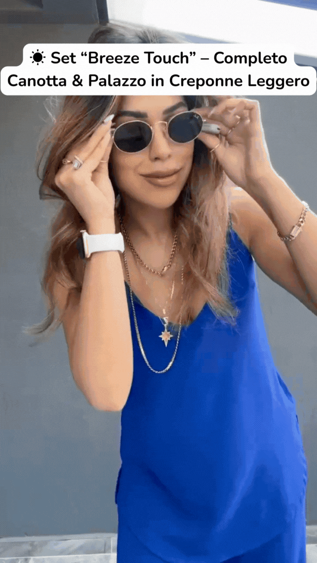 ☀️ Set “Breeze Touch” – Completo Canotta & Palazzo in Creponne Leggero