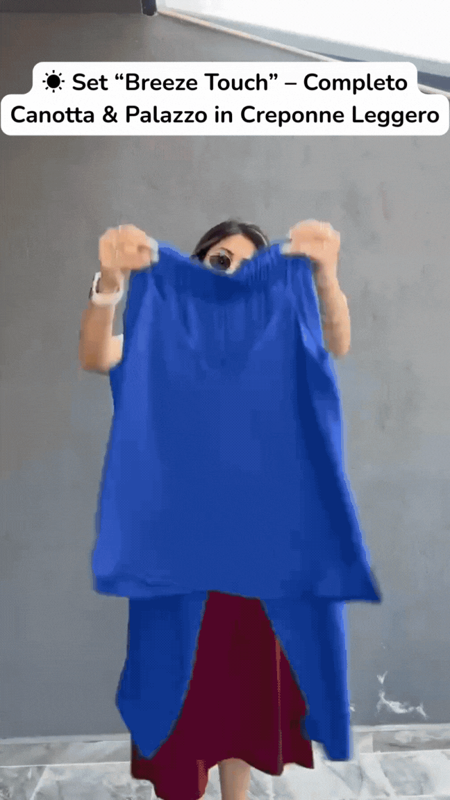 ☀️ Set “Breeze Touch” – Completo Canotta & Palazzo in Creponne Leggero