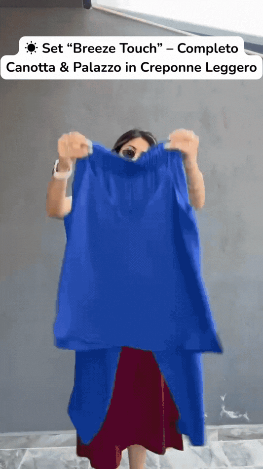☀️ Set “Breeze Touch” – Completo Canotta & Palazzo in Creponne Leggero
